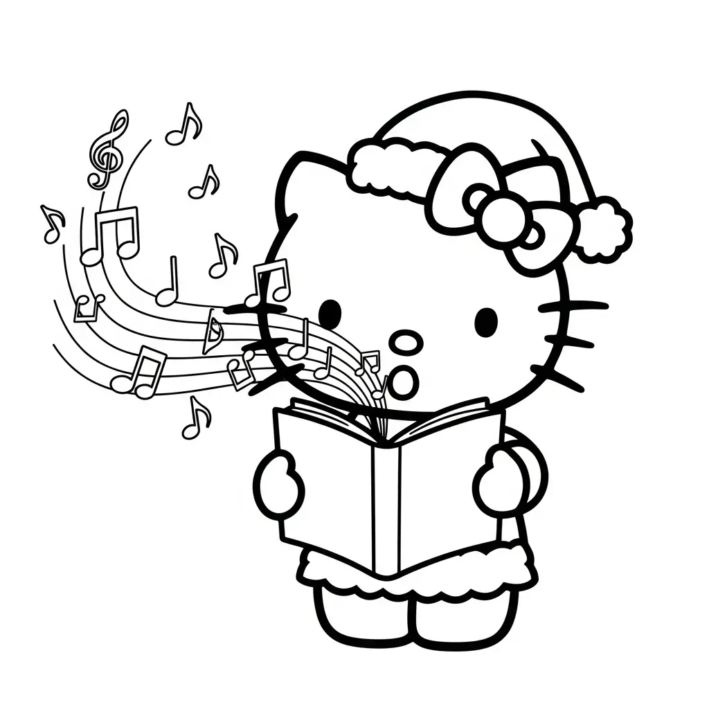 Hello Kitty de Navidad para colorear para imprimir kawaii
