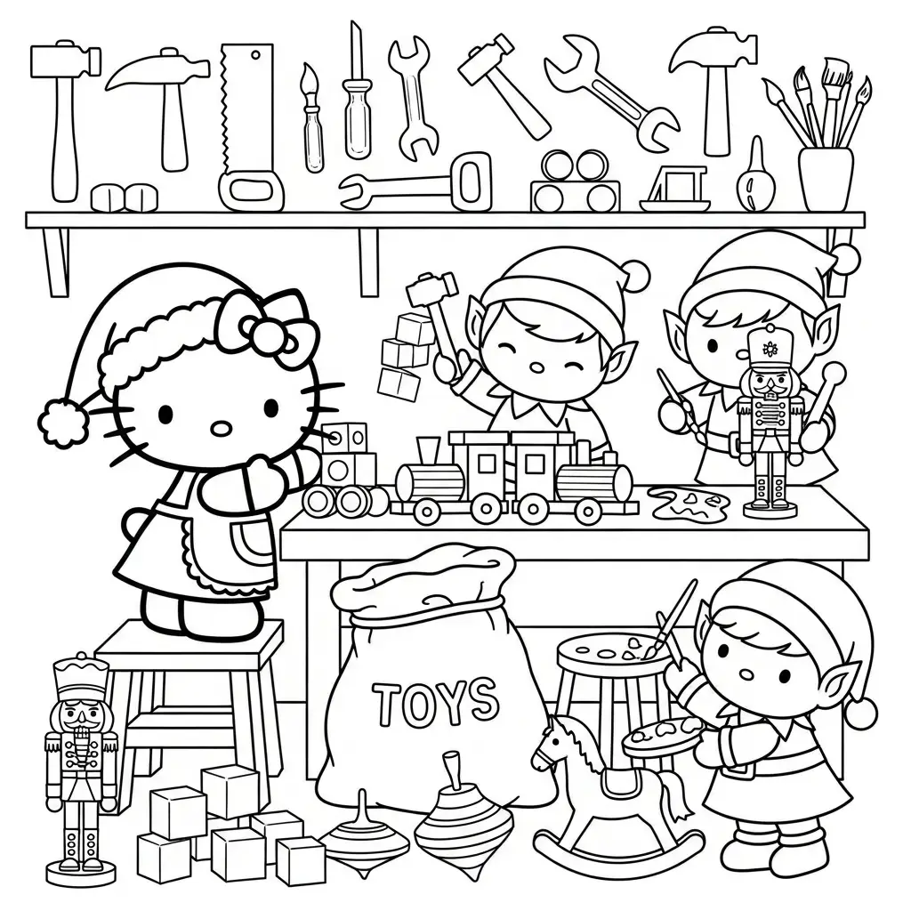 Hello Kitty de Navidad para colorear para niño de 8 años