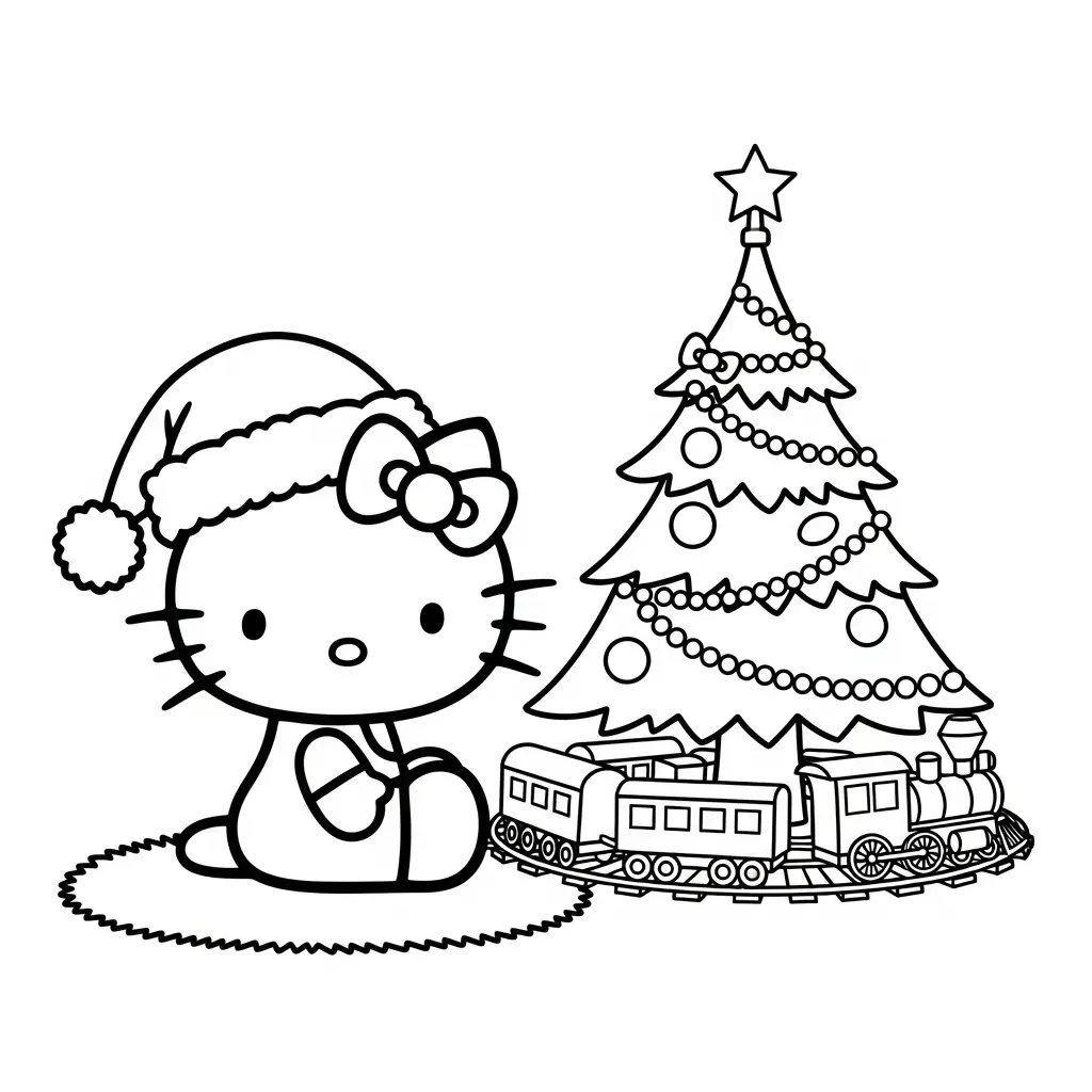 Hello Kitty de Navidad para colorear para imprimir para niño de 2 años