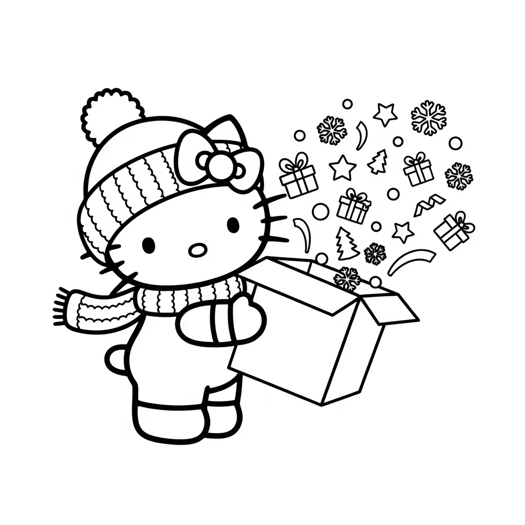 Hello Kitty de Navidad para colorear para imprimir gratis 1