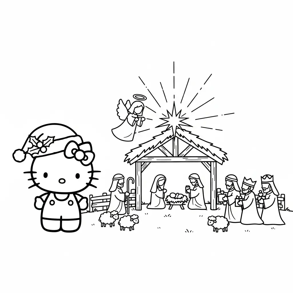 Hello Kitty de Navidad para colorear en línea gratis