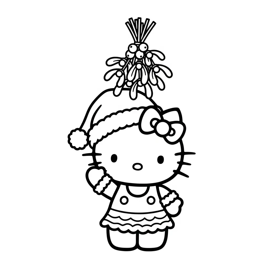 Hello Kitty de Navidad para colorear para niño de 6 años