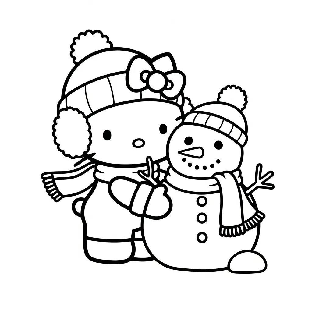 Hello Kitty de Navidad para colorear para imprimir para niño de 4 años 1