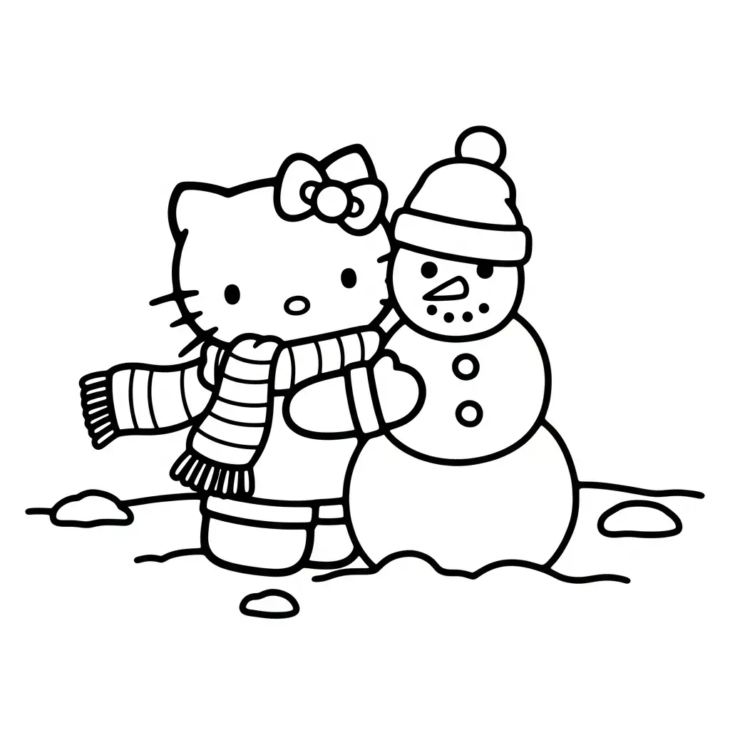 Hello Kitty de Navidad para colorear para bebé para imprimir