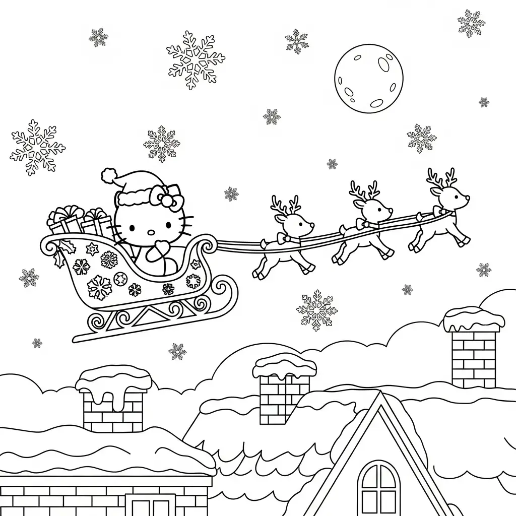 Hello Kitty de Navidad para colorear para imprimir para niño de 6 años