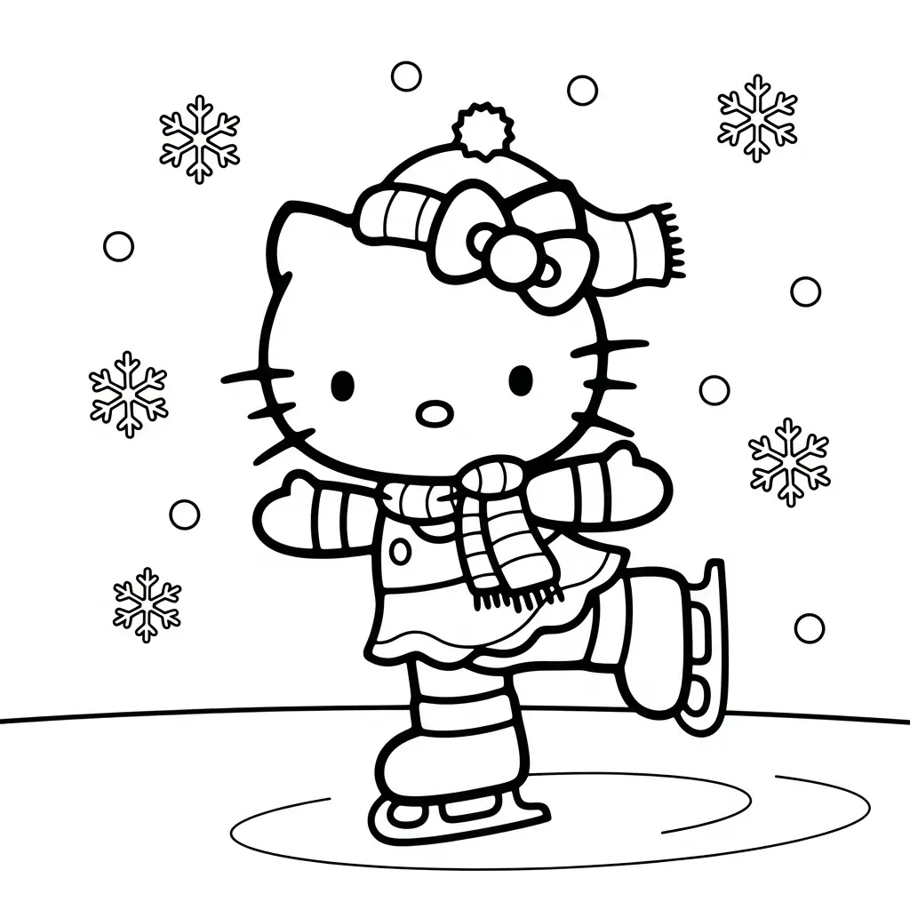 Hello Kitty de Navidad para colorear para niño para imprimir