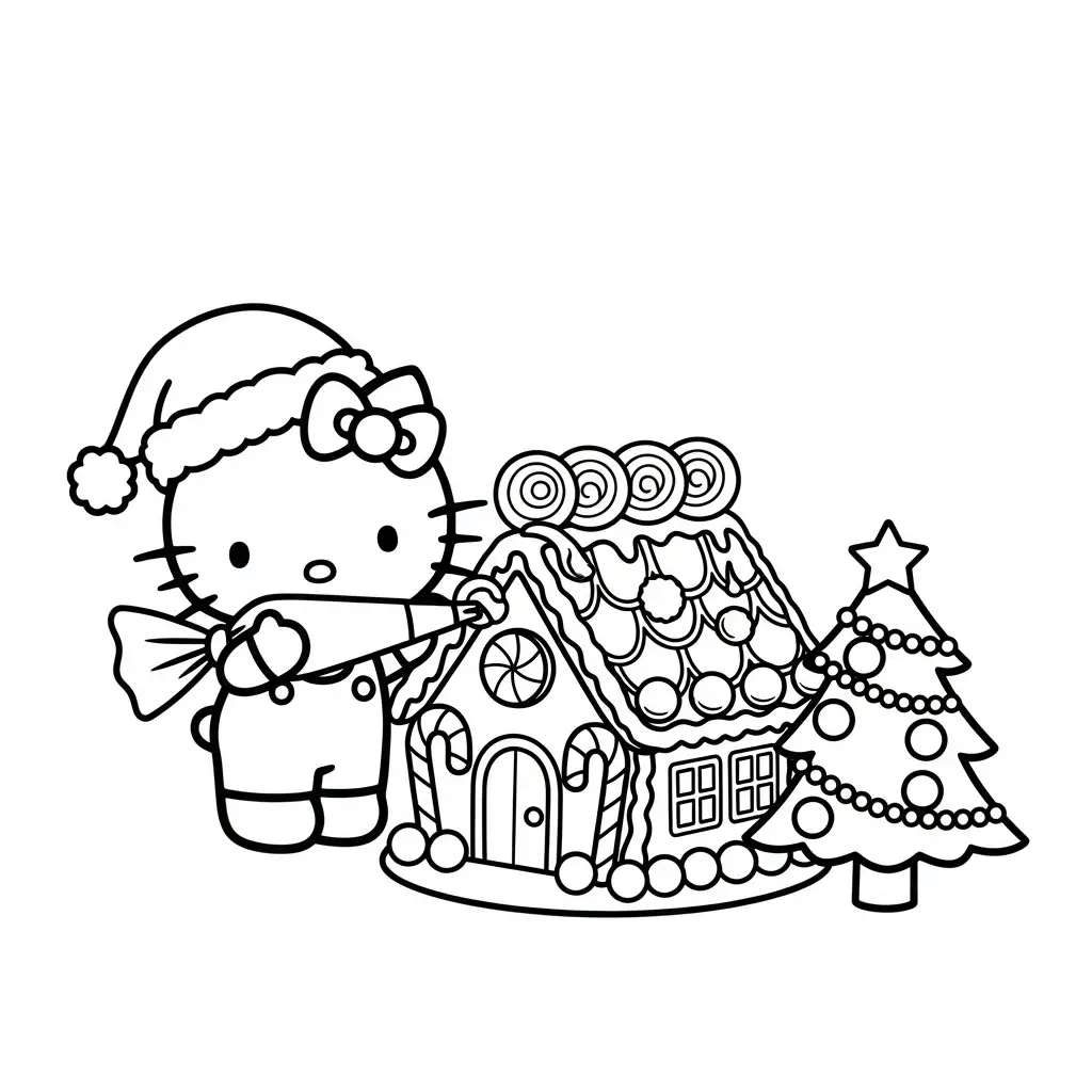 Hello Kitty de Navidad para colorear para niño de 2 años