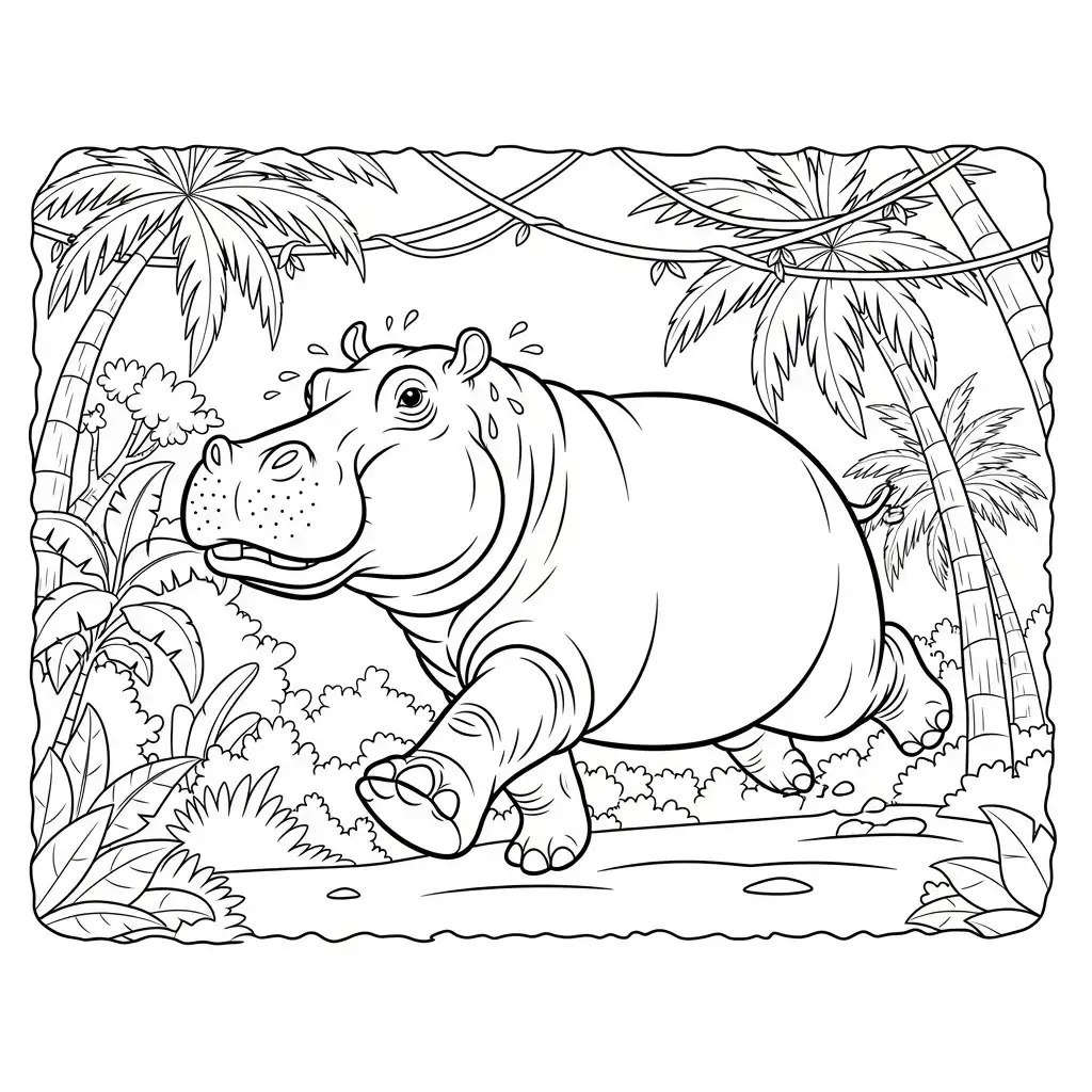 Hipopotamo para colorear en línea gratis