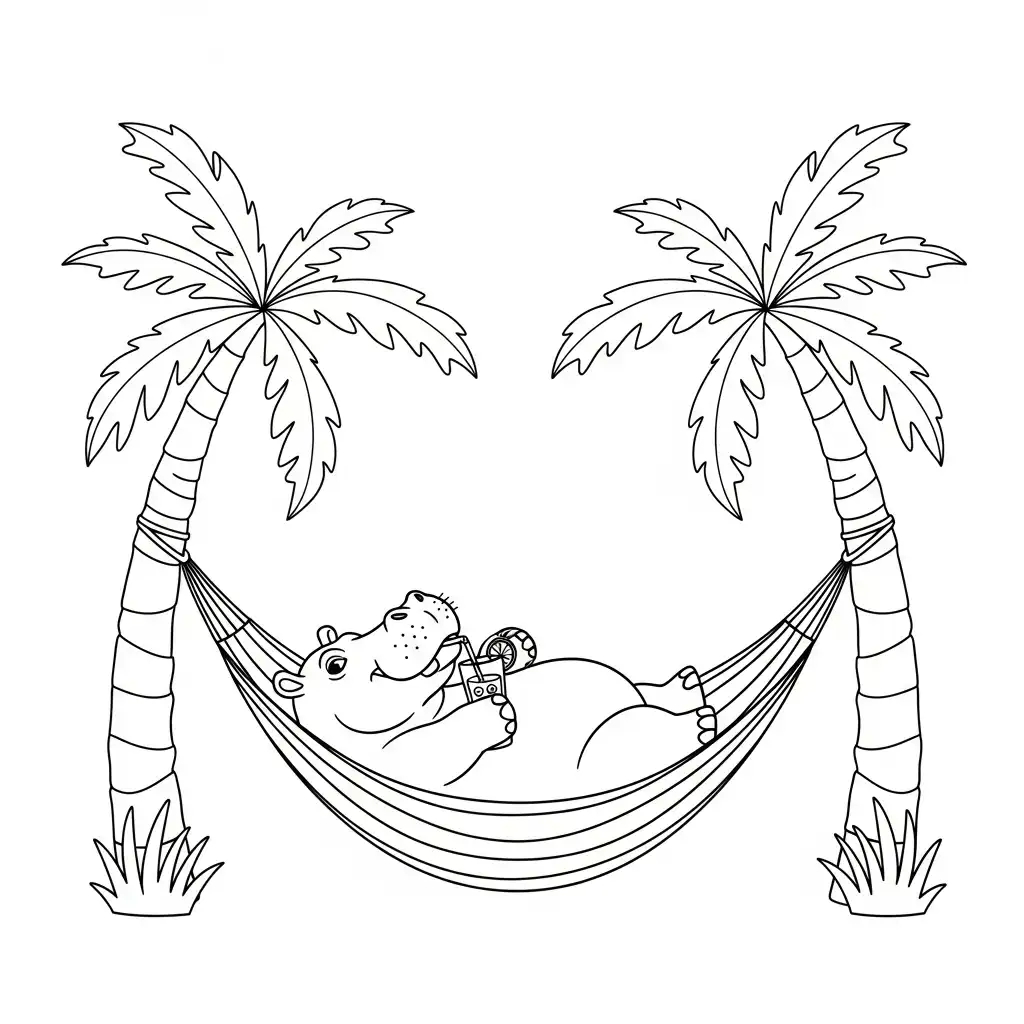 Hipopotamo para colorear para imprimir para niño de 8 años