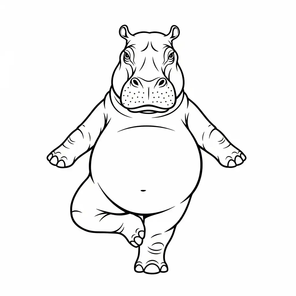 Hipopotamo para colorear para imprimir para niño de 9 años