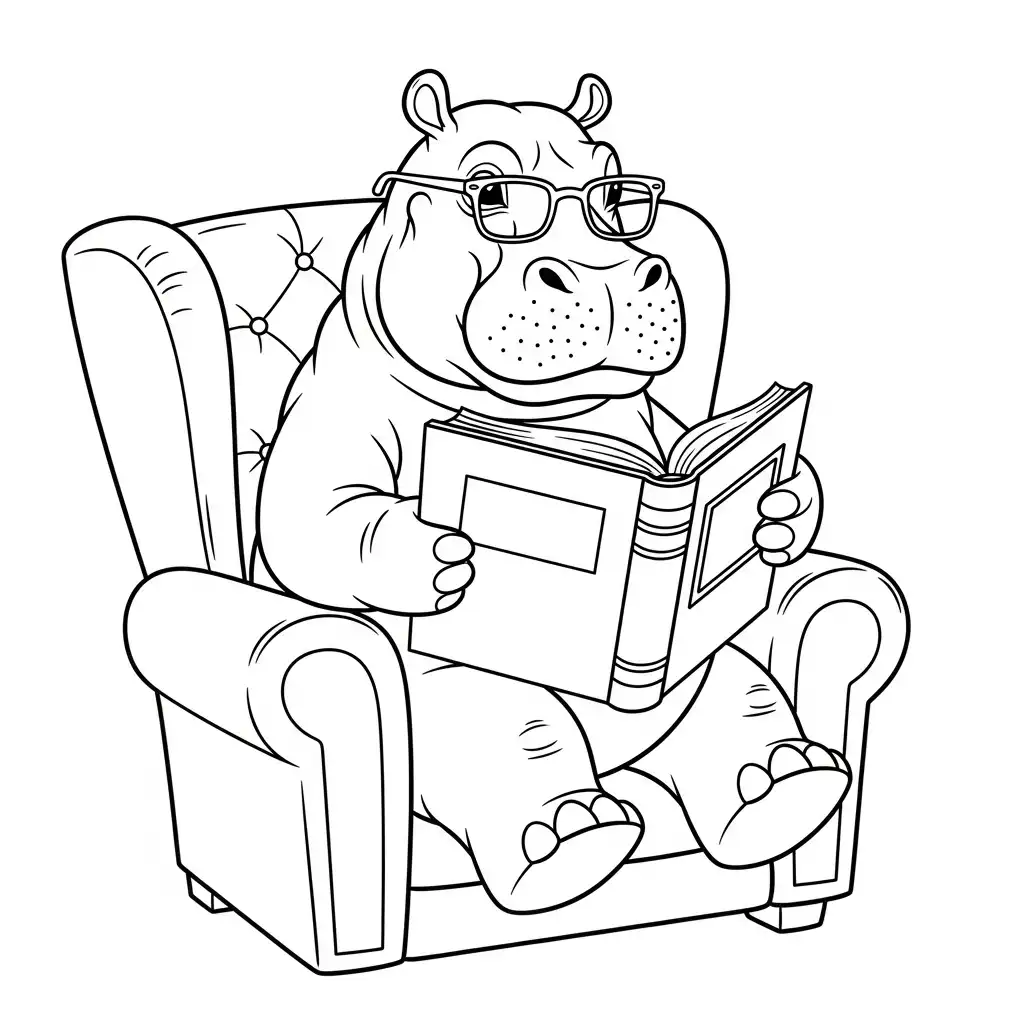 Hipopotamo para colorear y aprendizaje