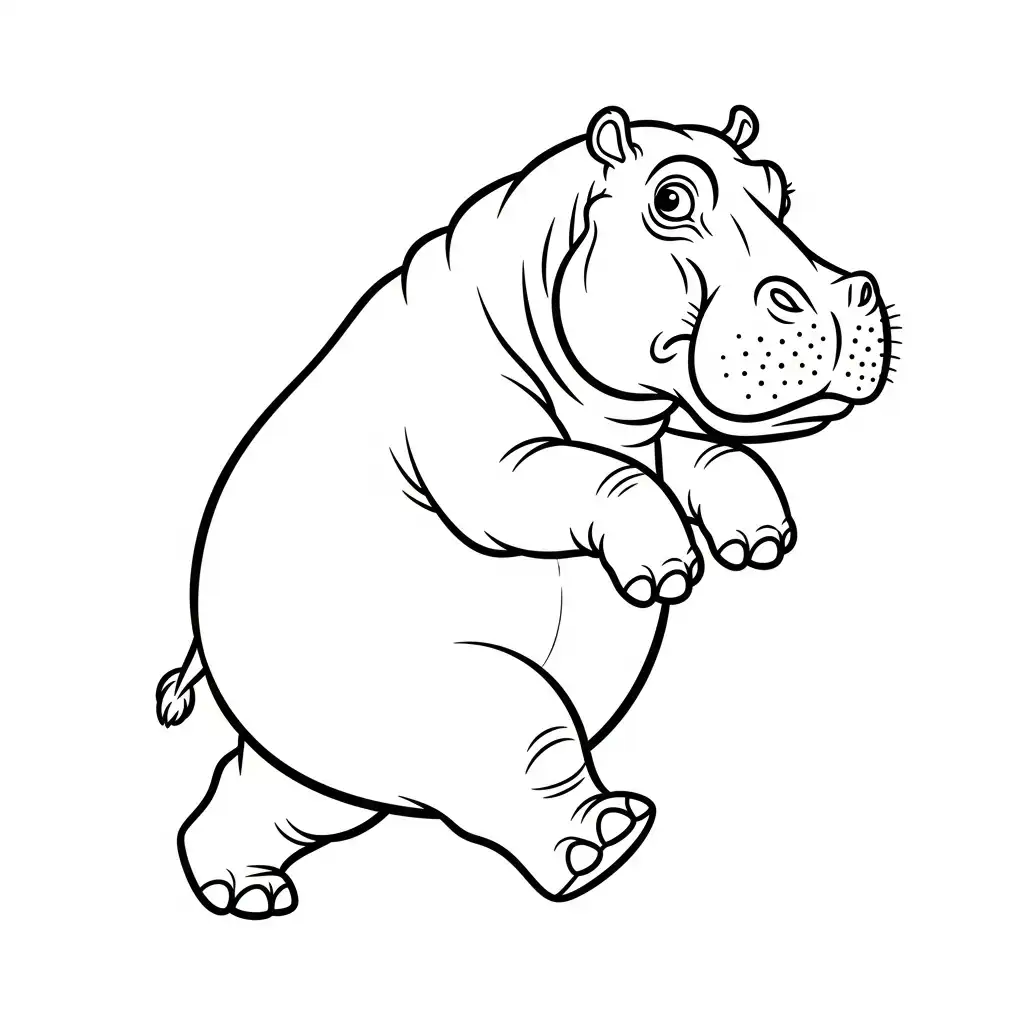 Hipopotamo para colorear para niños para imprimir