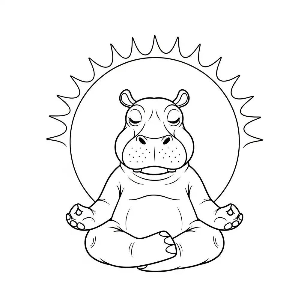 Hipopotamo para colorear para imprimir para niños