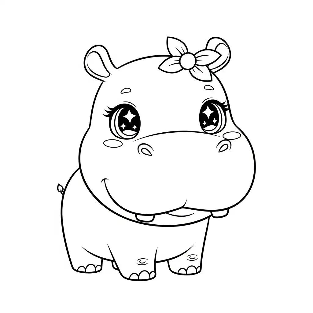 Hipopotamo para colorear y recortar para imprimir gratis 2