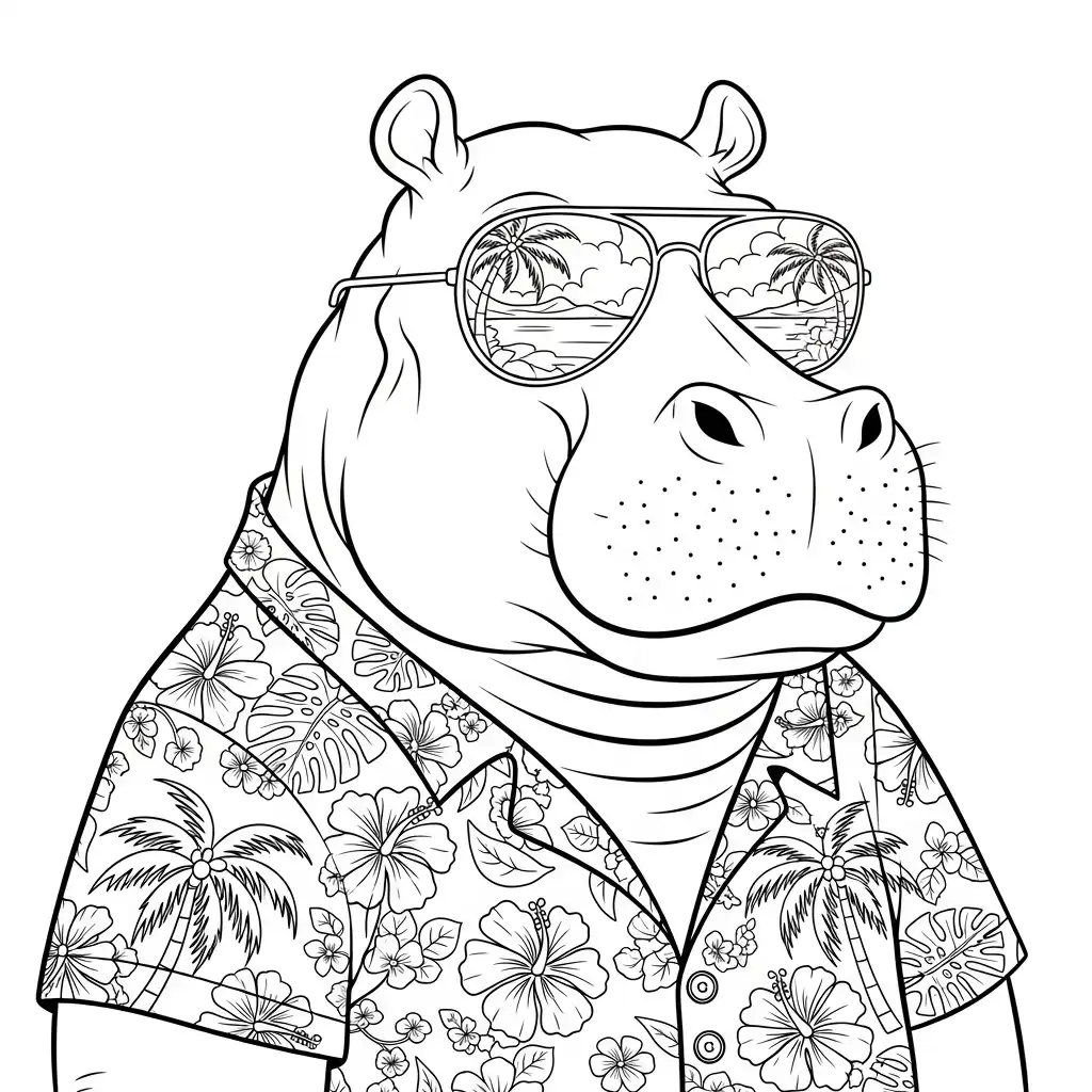 imprimir Hipopotamo para colorear