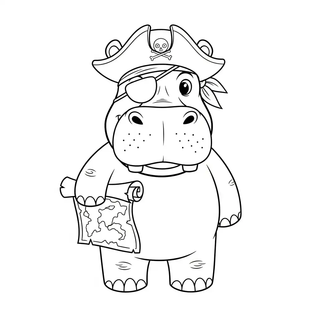 Hipopotamo para colorear y recortar