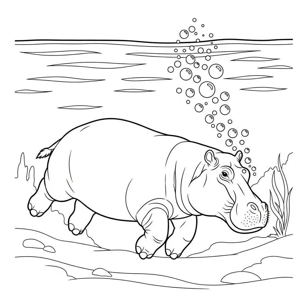 Hipopotamo para colorear para imprimir gratis