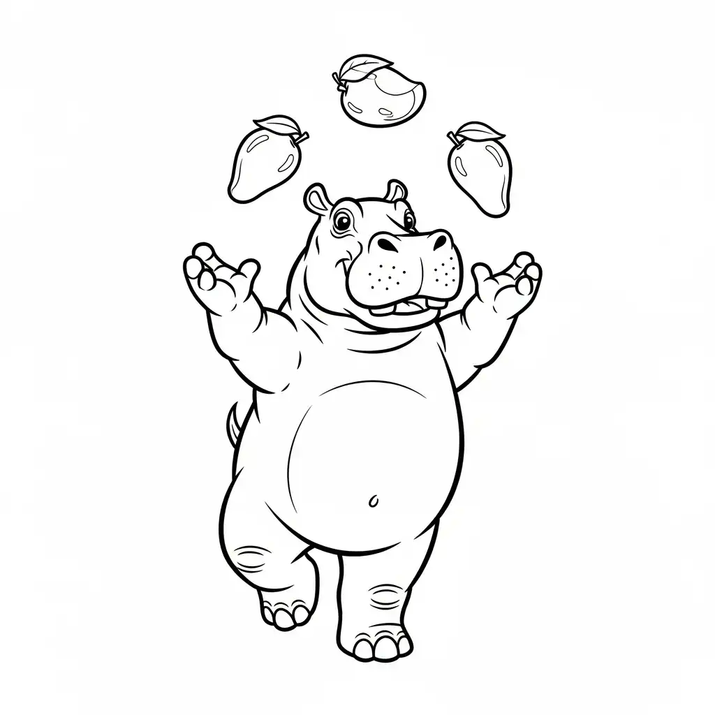 Hipopotamo para colorear para niño de 4 años