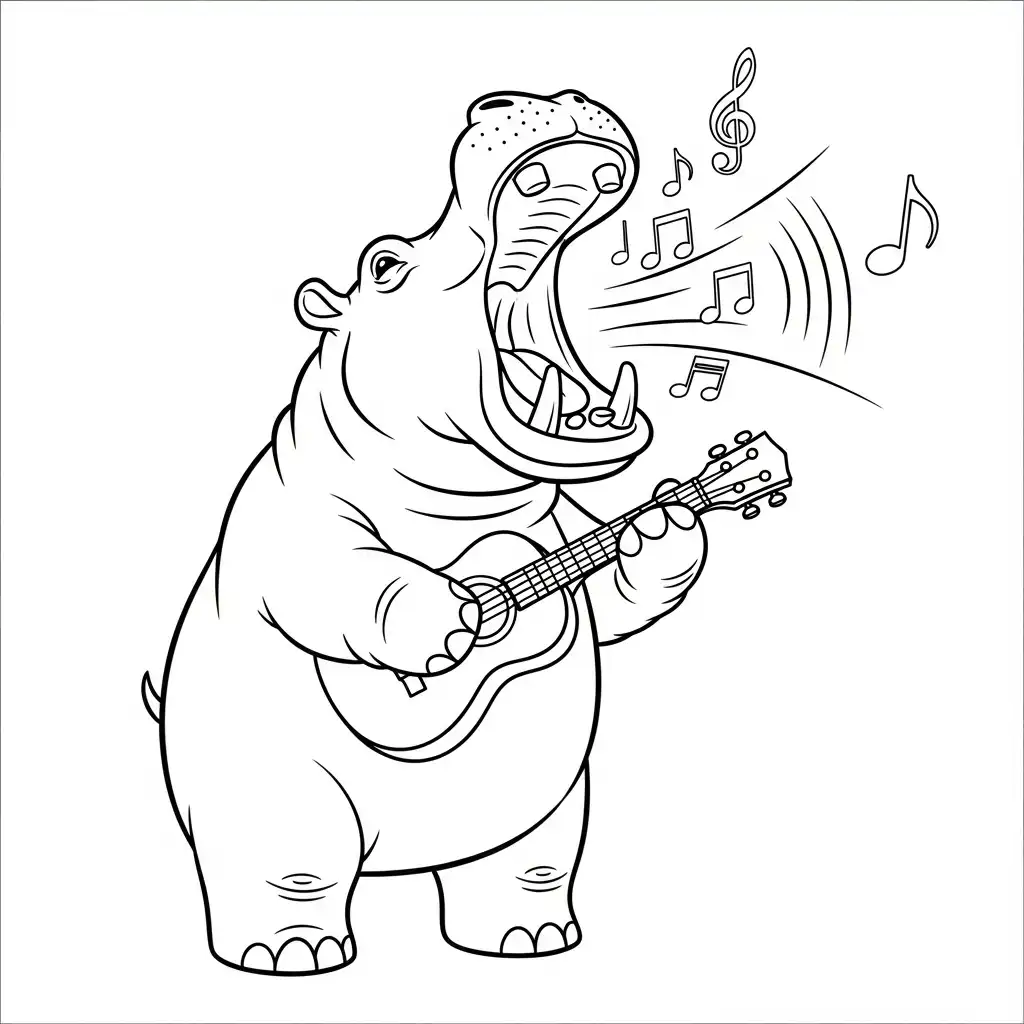 Hipopotamo para colorear para niño de 7 años