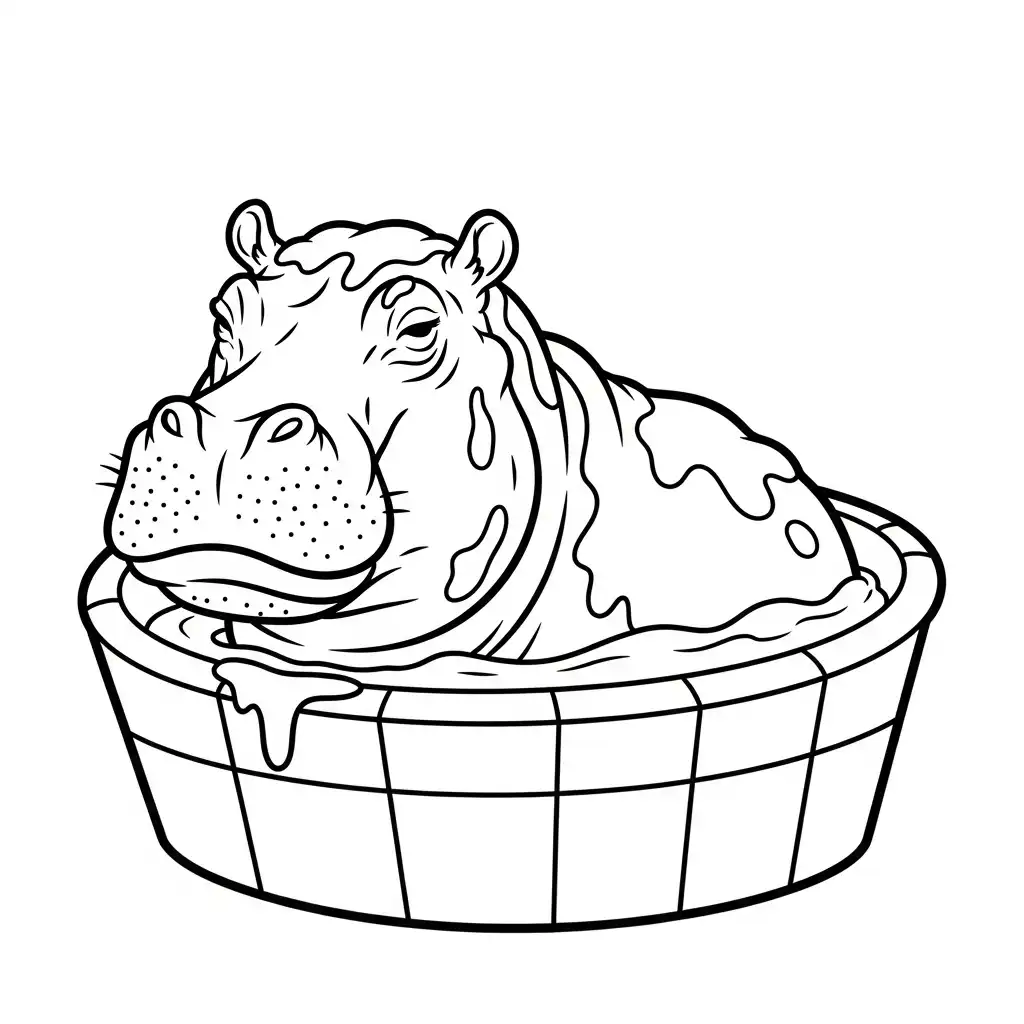 Hipopotamo para colorear y recortar para imprimir gratis