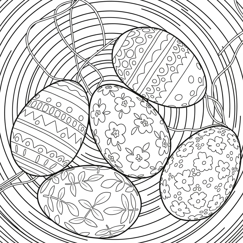 Huevos de Pascua 13 para colorear y recortar para imprimir gratis