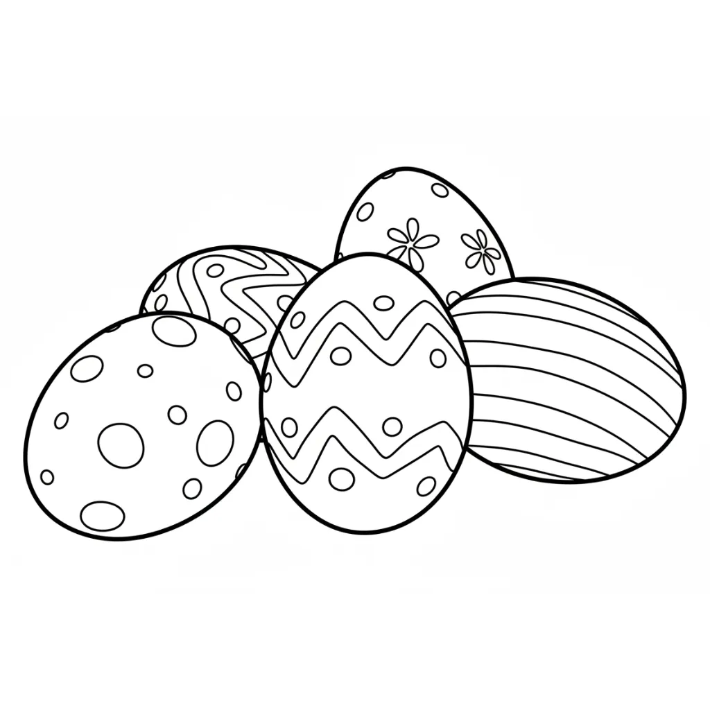 Huevos de Pascua 5 para colorear para imprimir para niño de 10 años