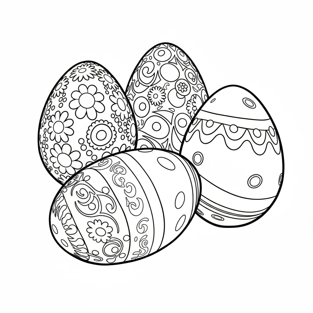 Huevos de Pascua 8 para colorear para niños para imprimir