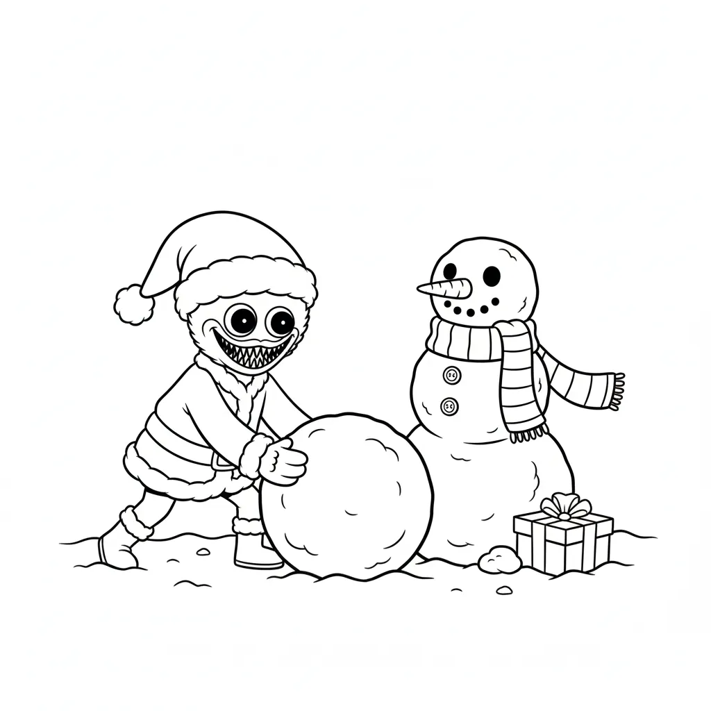 Huggy Wuggy de Navidad 10 para colorear para niño para imprimir