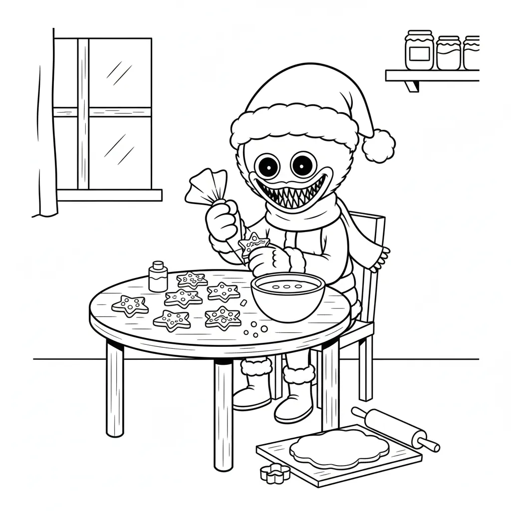 Huggy Wuggy de Navidad 13 para colorear para imprimir gratis