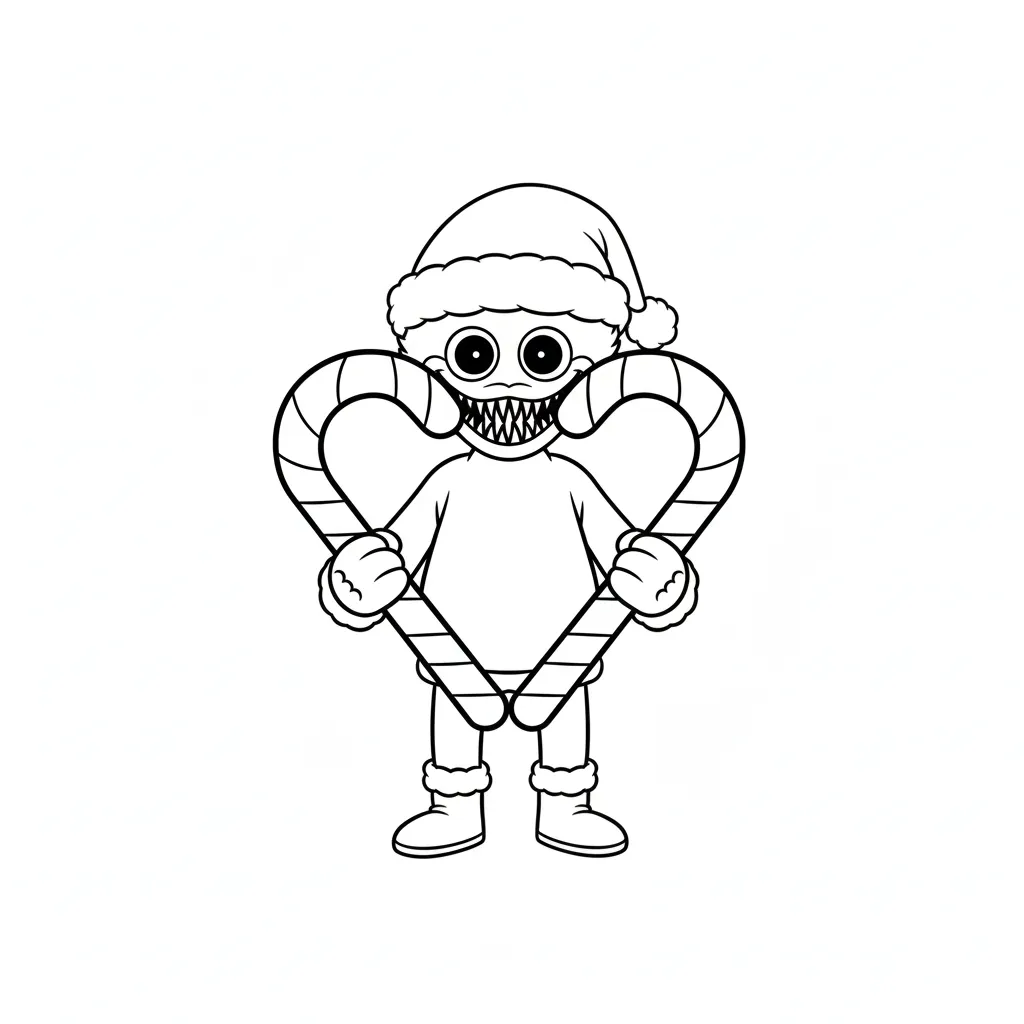 Huggy Wuggy de Navidad 14 para colorear y dibujo para imprimir