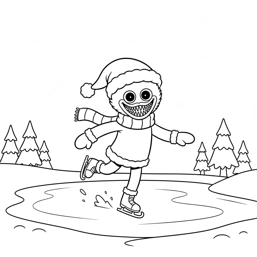 imprimir Huggy Wuggy de Navidad 16 para colorear para niño