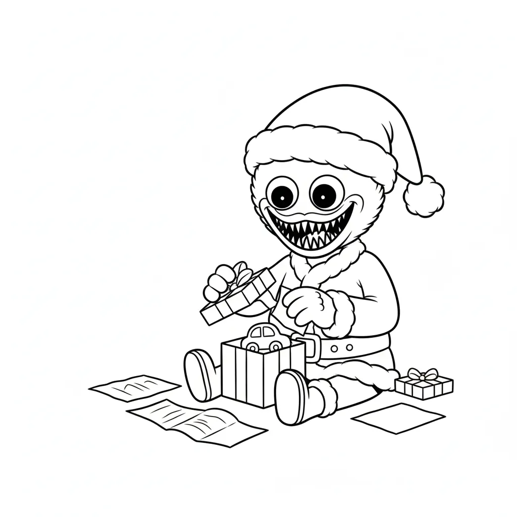 Huggy Wuggy de Navidad 17 para colorear para bebé para imprimir