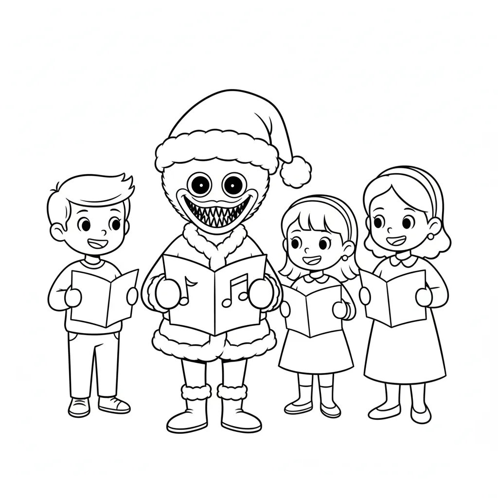 Huggy Wuggy de Navidad 18 para colorear para niño de 6 años