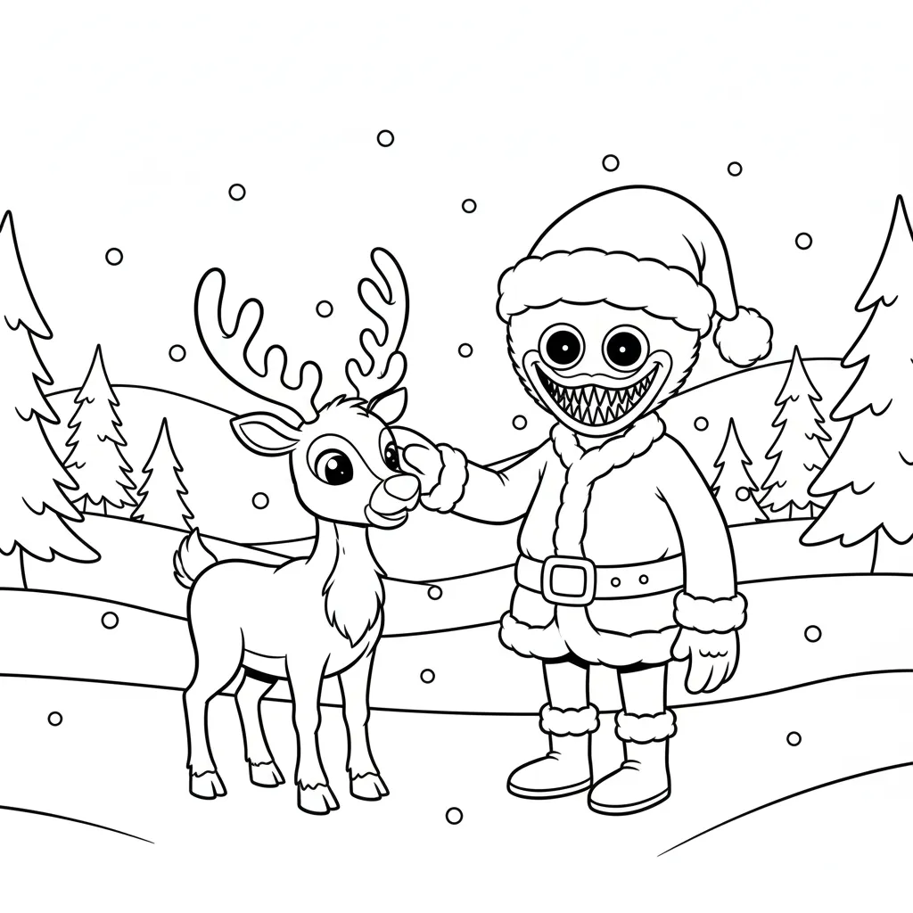 Huggy Wuggy de Navidad 3 para colorear para imprimir gratis