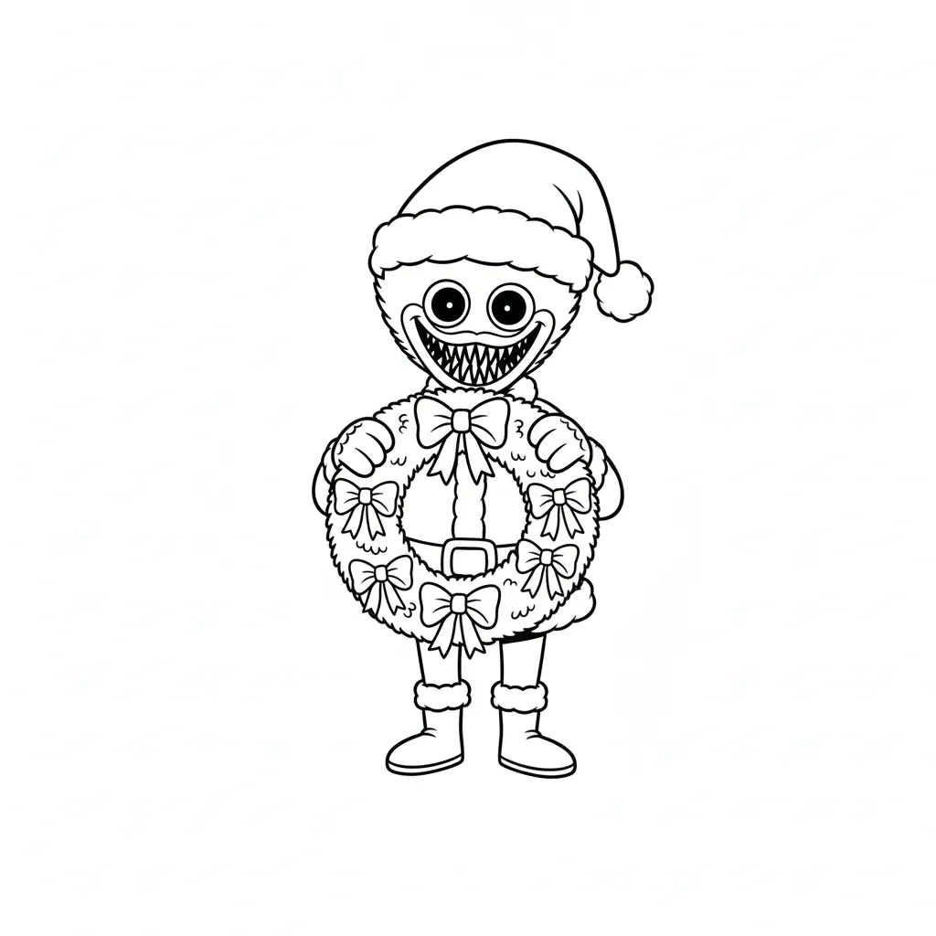 Huggy Wuggy de Navidad 4 para colorear para niños