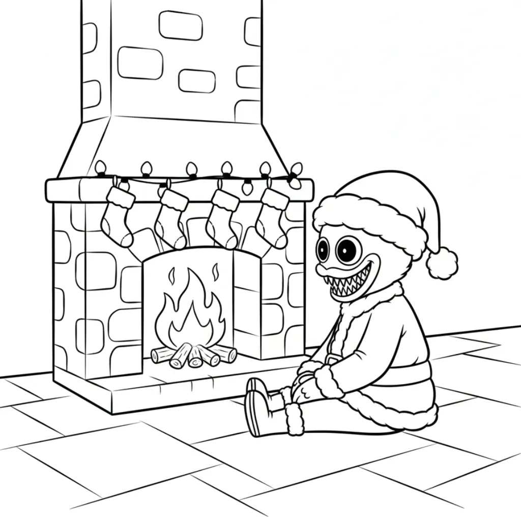 Huggy Wuggy de Navidad 6 para colorear gratis en línea