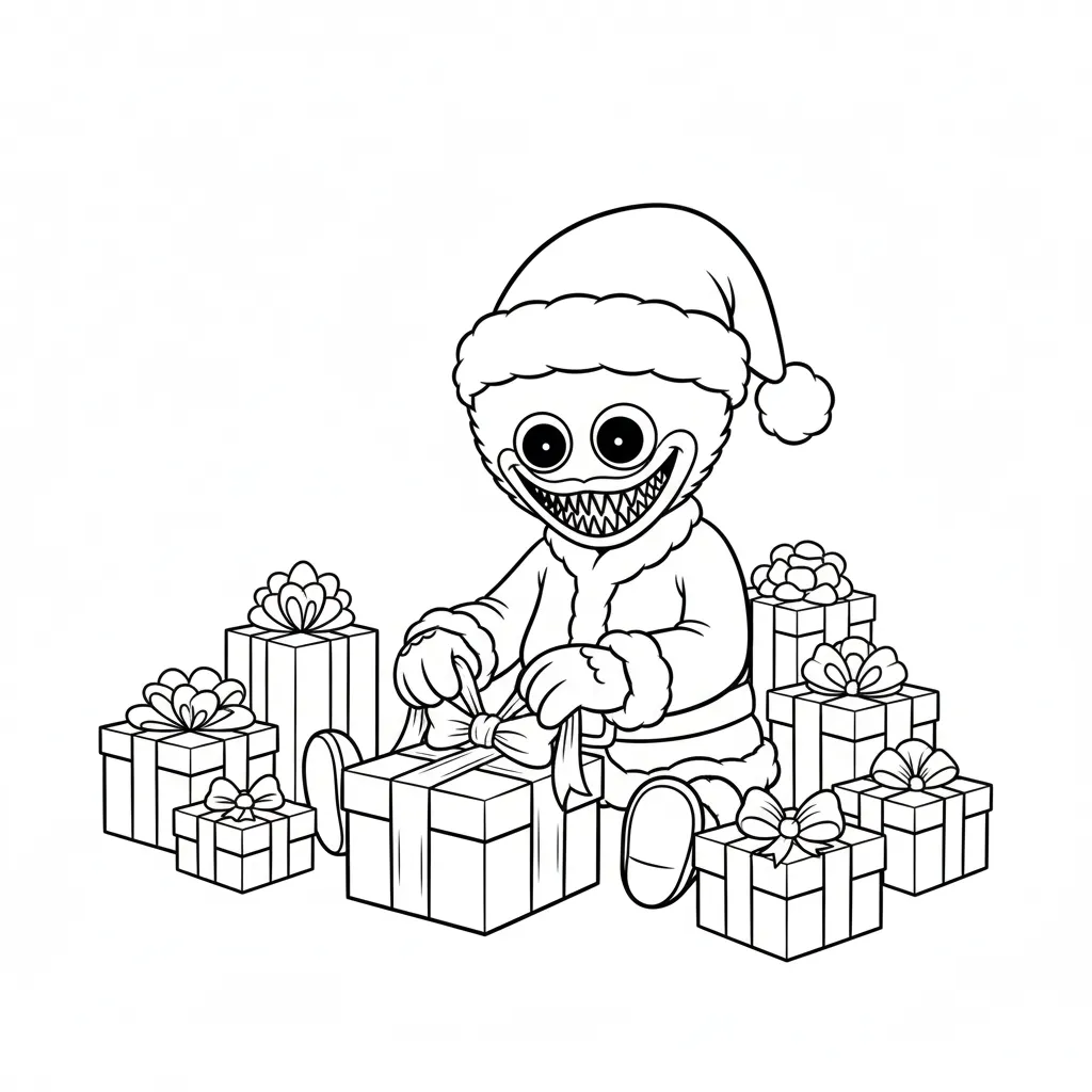 Huggy Wuggy de Navidad 8 para colorear para imprimir