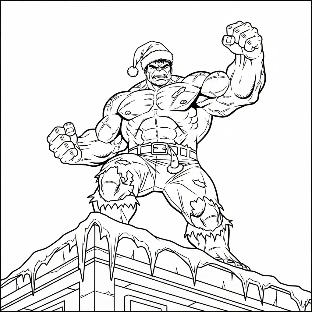 Hulk de Navidad para colorear para imprimir gratis