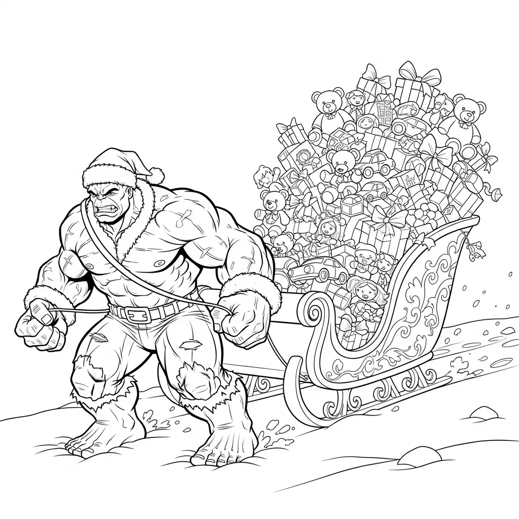 imprimir Hulk de Navidad para colorear