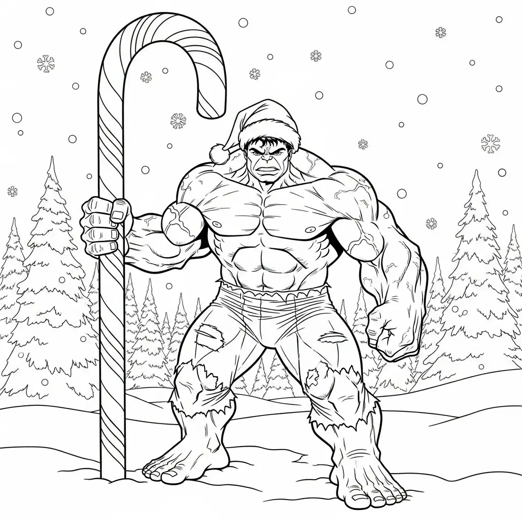 Hulk de Navidad para colorear para niños para descargar