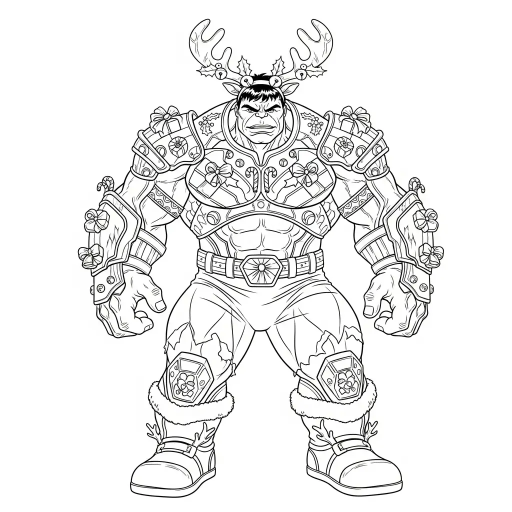 para imprimir Hulk de Navidad para colorear gratis