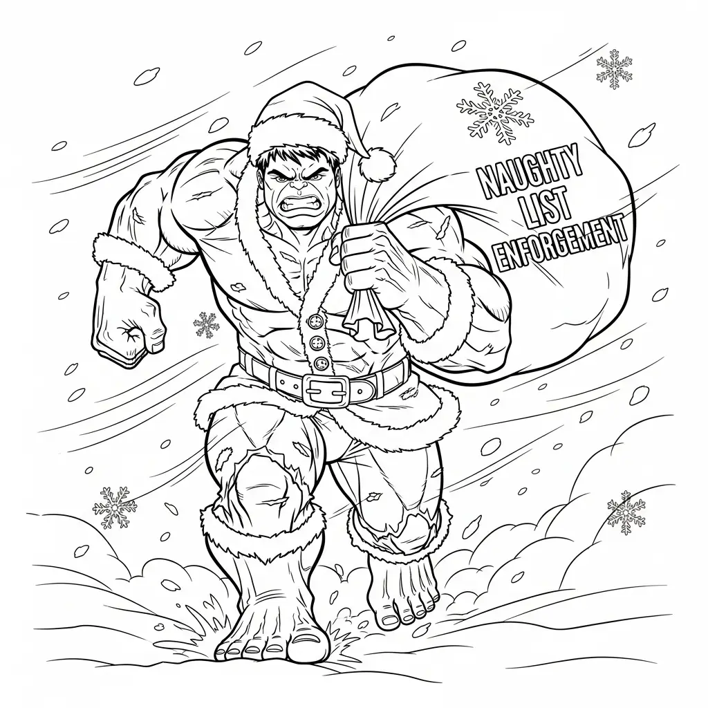 Hulk de Navidad para colorear para niño de 8 años
