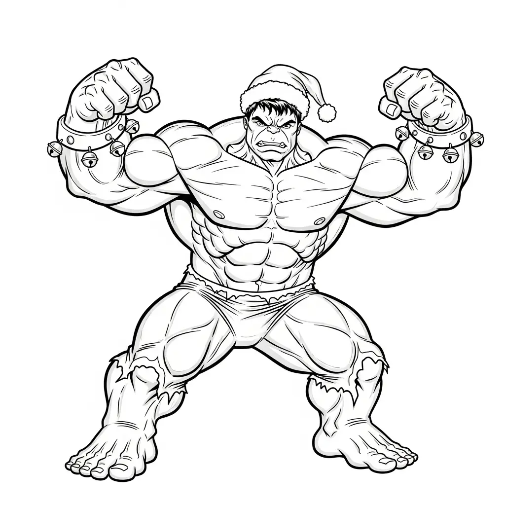 Hulk de Navidad para colorear para imprimir para niño de 7 años