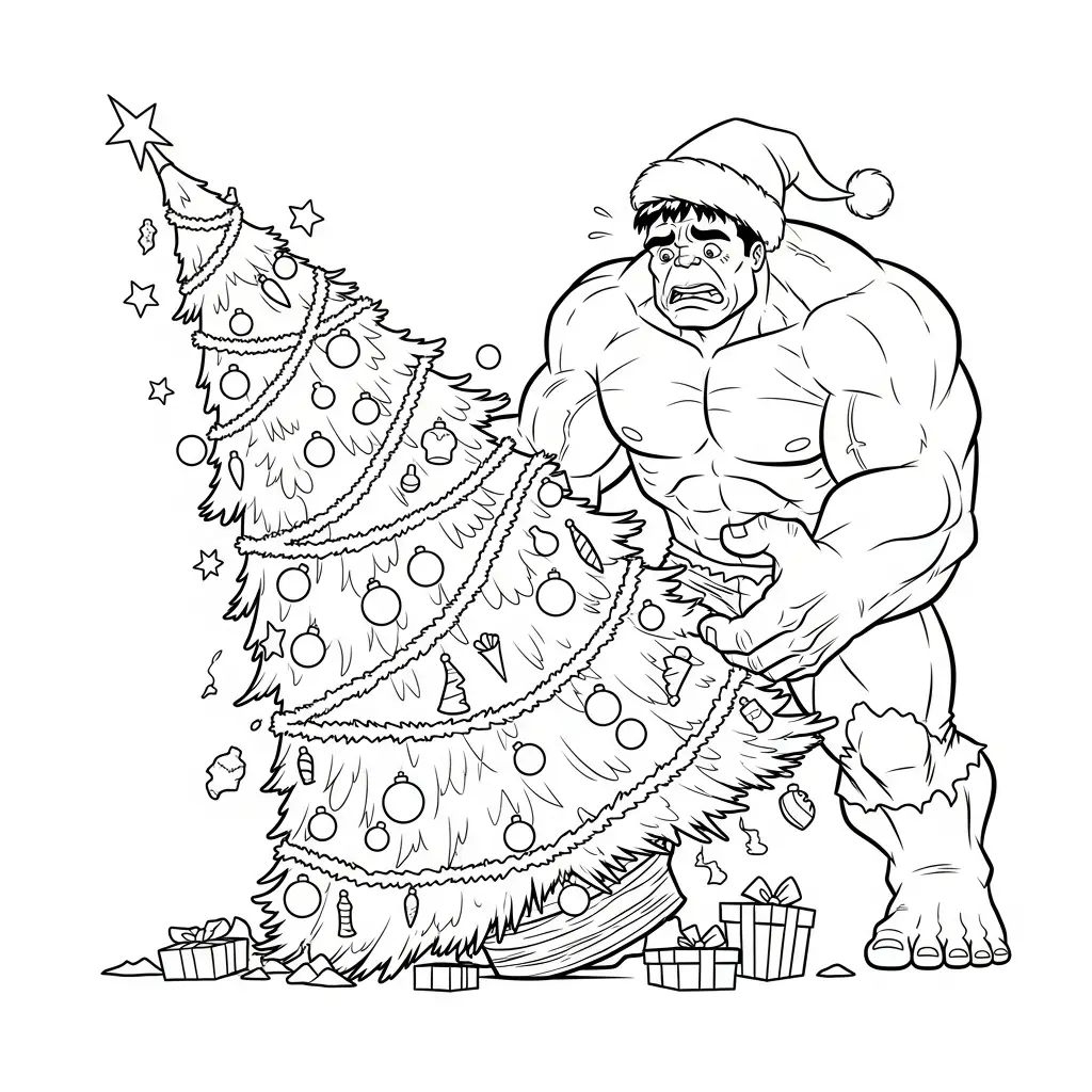 Hulk de Navidad para colorear para imprimir pdf gratis 1