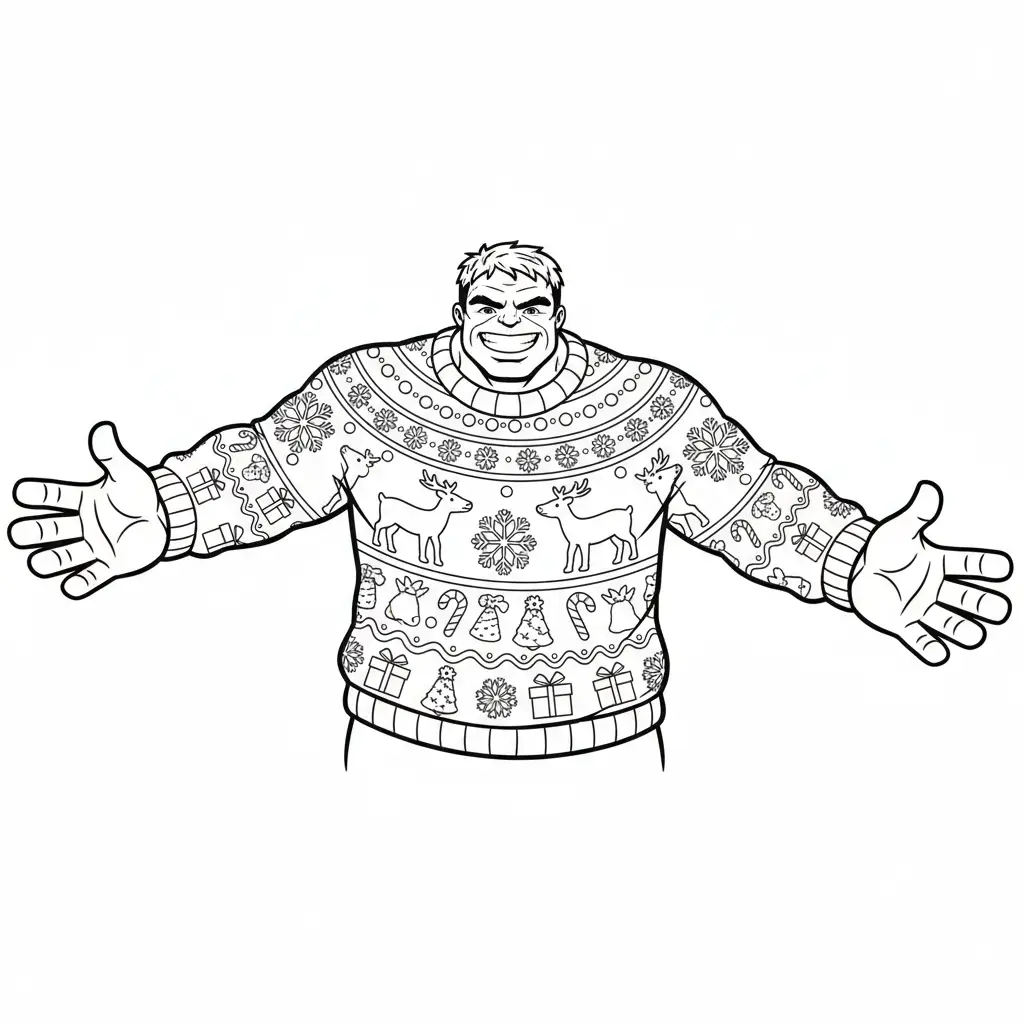 Hulk de Navidad de niño para colorear para imprimir