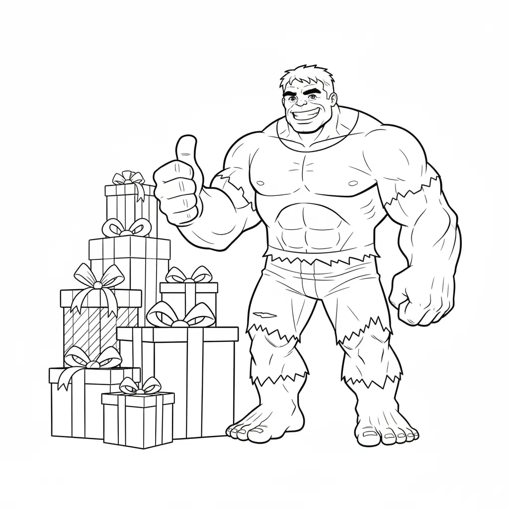 Hulk de Navidad para colorear para bebé para imprimir
