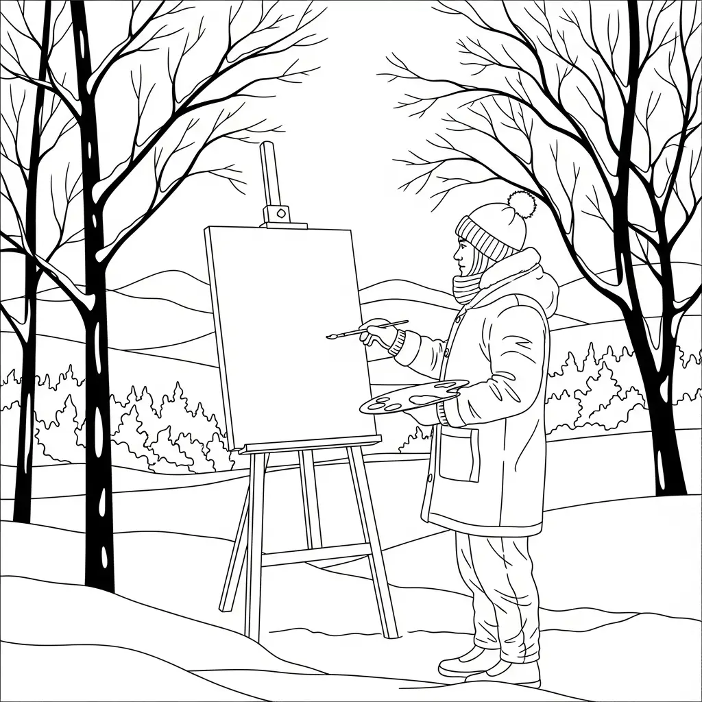 Invierno para colorear en línea para niño