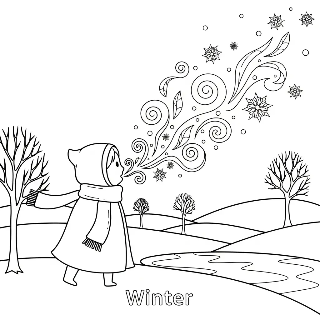 Invierno para colorear para niños