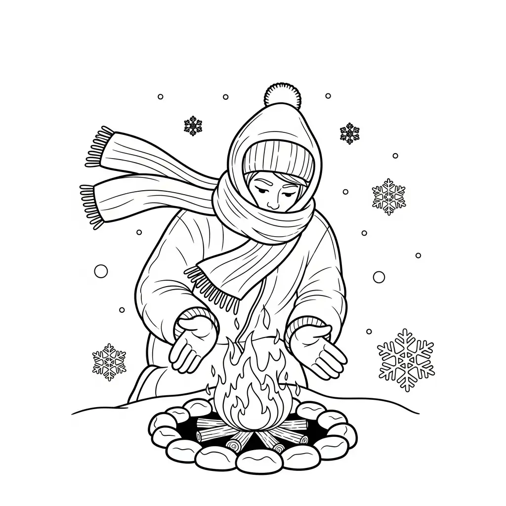 Invierno para colorear para niño de 7 años