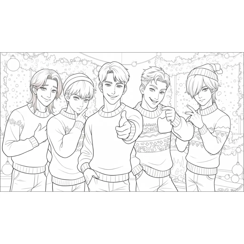 KPop Demon Hunters de Navidad 11 para colorear para imprimir para niño de 4 años